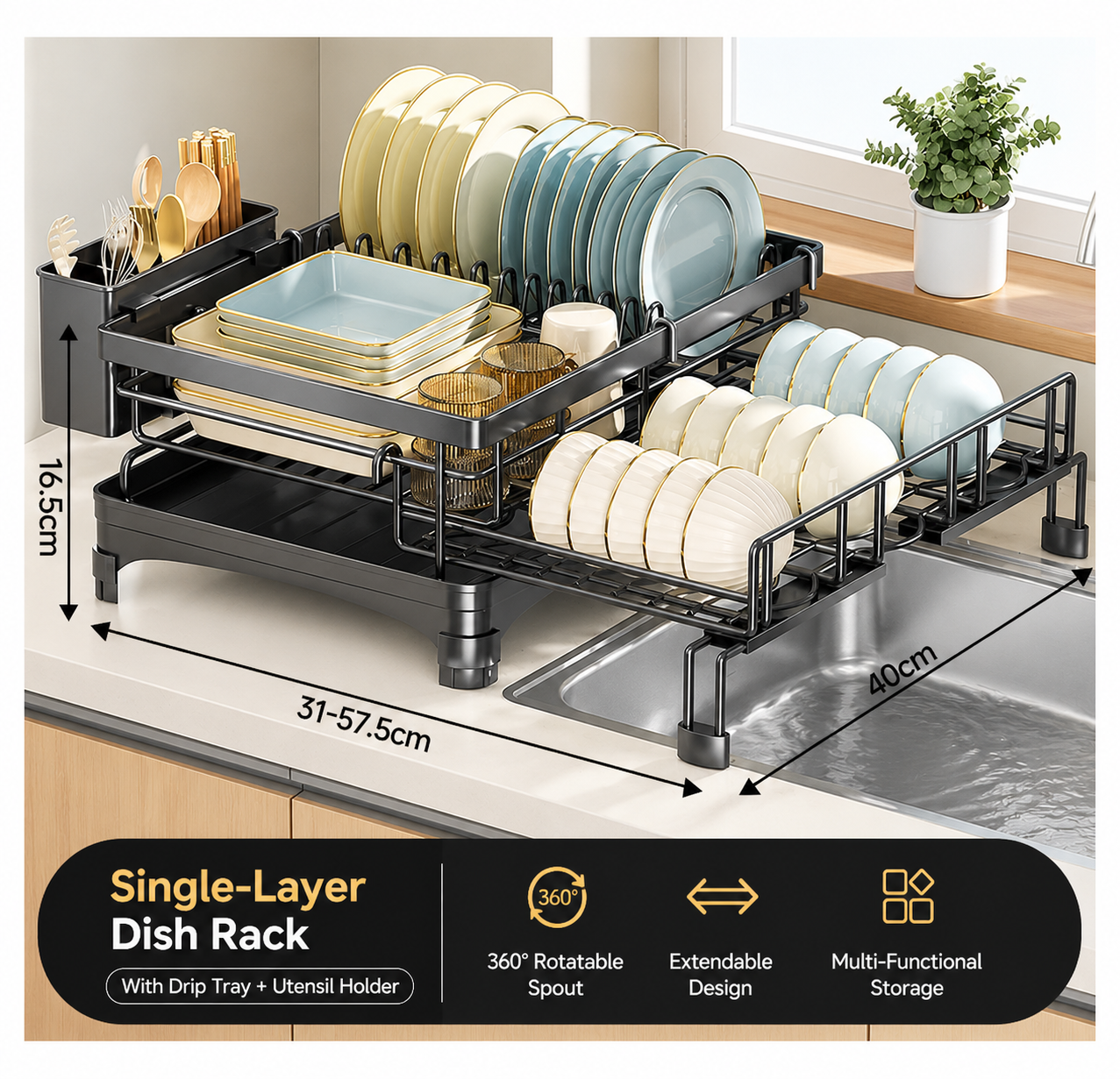 QuickFold Pull-Out Kitchen Rack